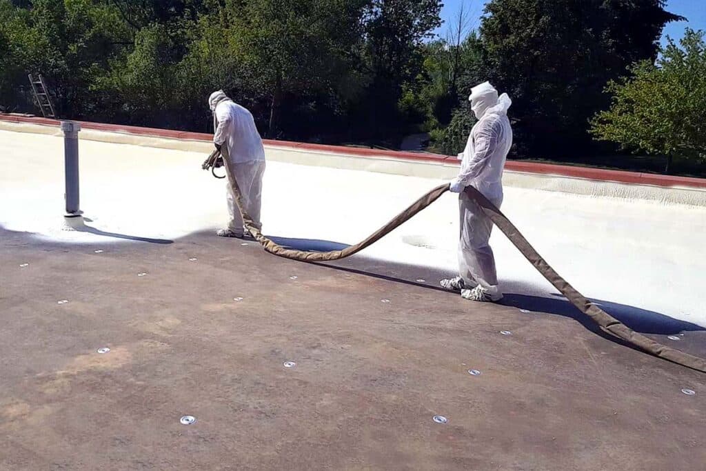 Roof coating application